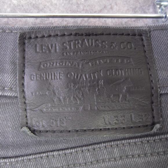Levis 513 Jeans Mens 33x32 Gray Slim Straight Denim Five Pocket Zip Fly Mid Rise - Picture 6 of 8